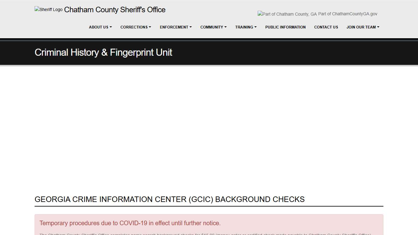 Chatham County Sheriff's Office - Criminal History & Fingerprint Unit